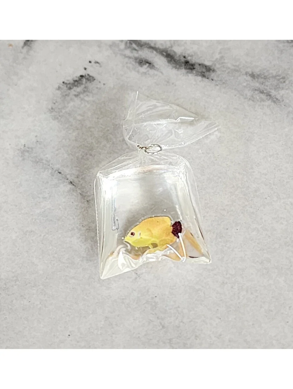 Miniature Dollhouse Tropical Yellow Fish in Bag 1:12 Scale